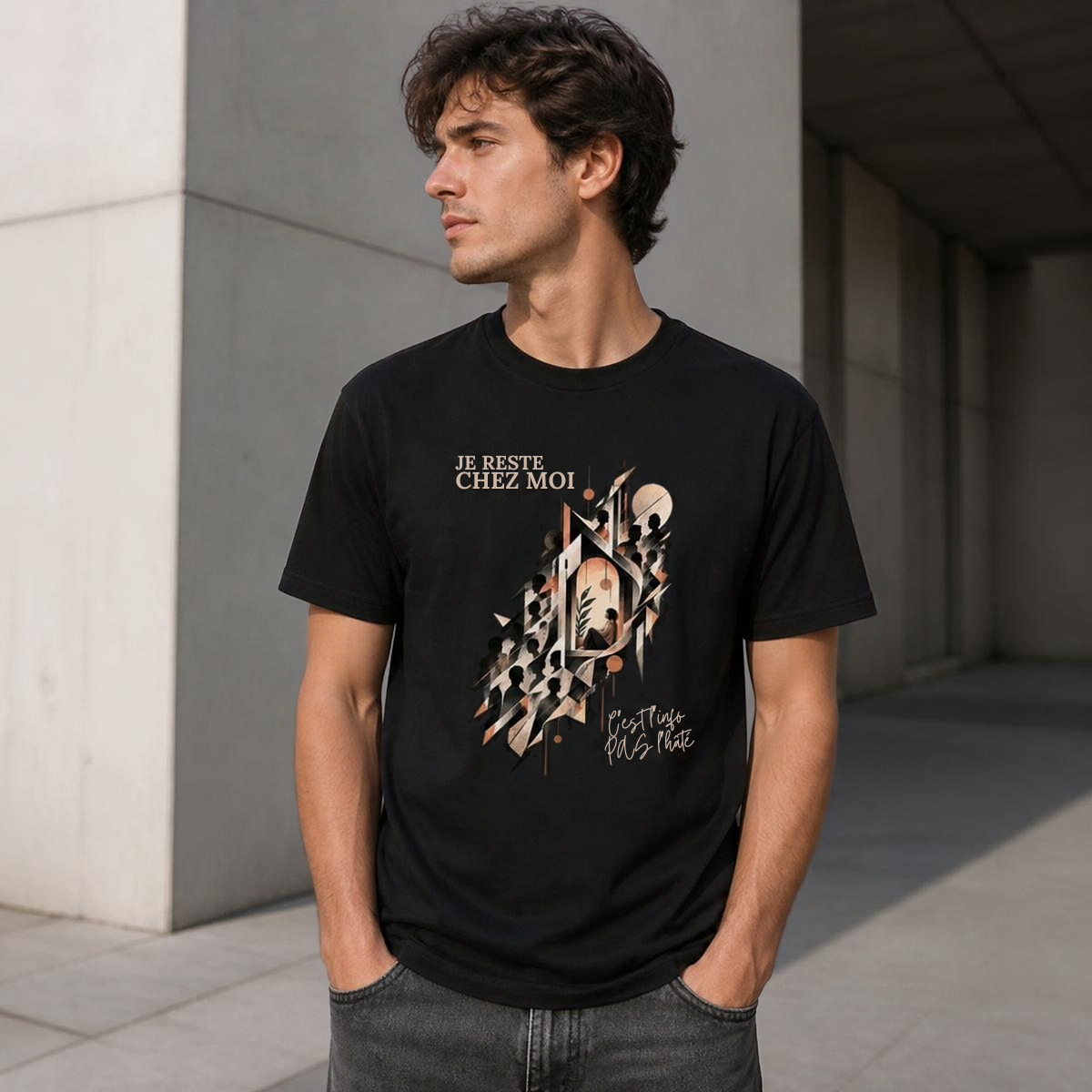 T-shirt homme « Je reste chez moi, c’est l’info pas le débat » - OwnVie