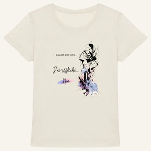 T-shirt femme blanc en coton biologique avec design OwnVie