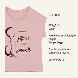 T-shirt femme OwnVie 155 g/m² en coton biologique, coupe large et manches à revers