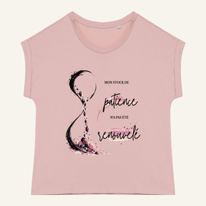 T-shirt femme rose OwnVie avec design Mon stock de patience