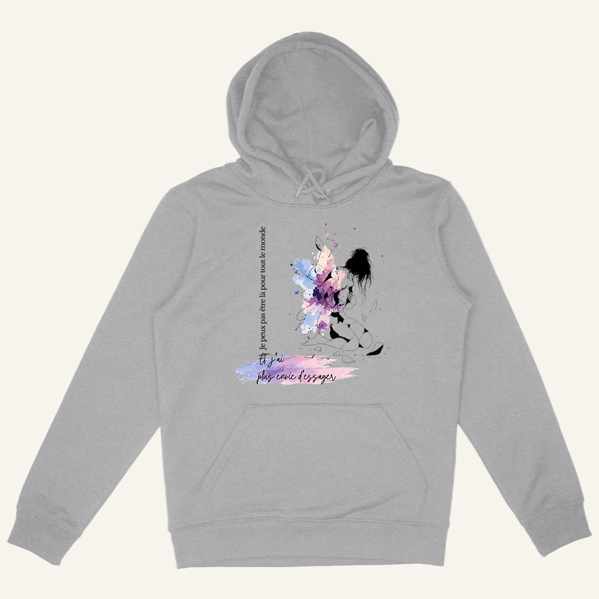 Sweat à capuche gris OwnVie avec illustration originale