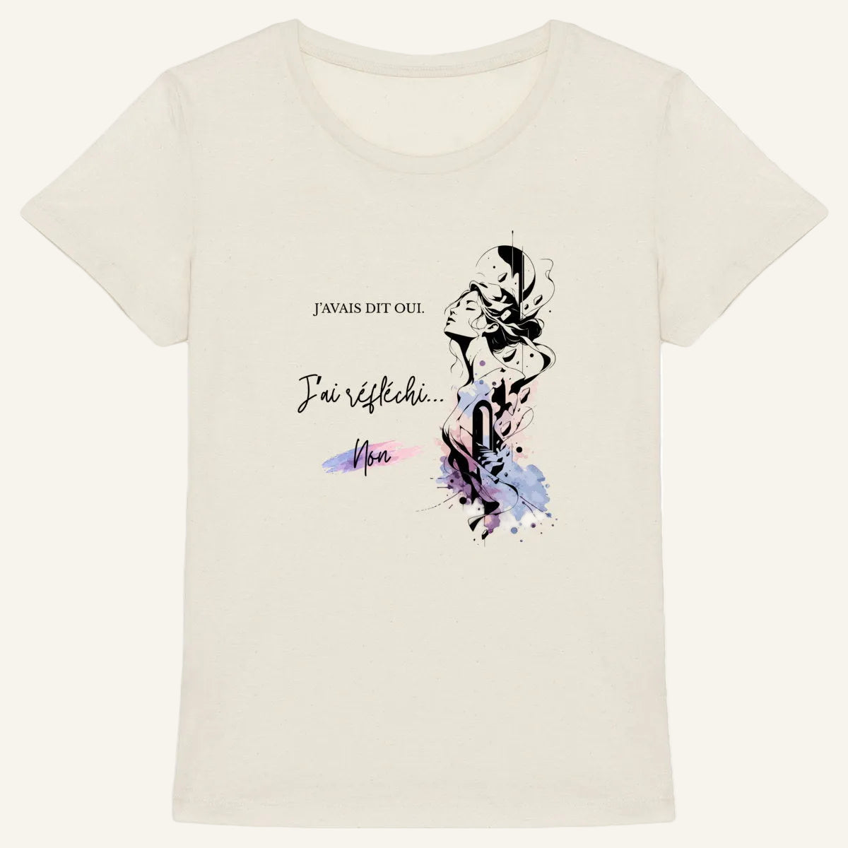 T-shirt femme blanc en coton biologique avec design OwnVie