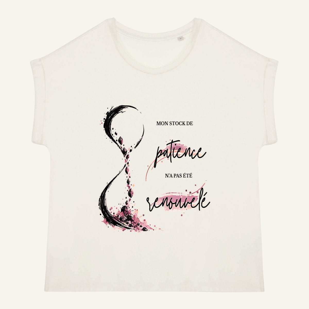 T-shirt femme ivoire OwnVie avec illustration Mon stock de patience